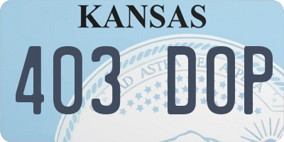KS license plate 403DOP