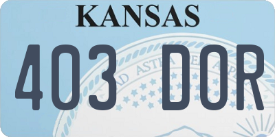 KS license plate 403DOR