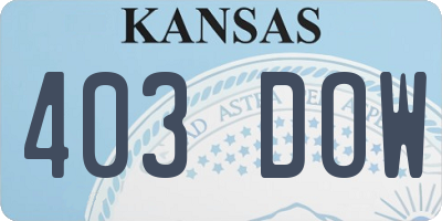 KS license plate 403DOW