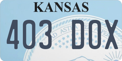 KS license plate 403DOX