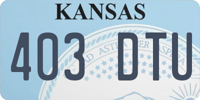KS license plate 403DTU