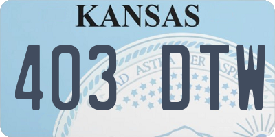 KS license plate 403DTW