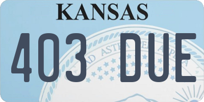 KS license plate 403DUE