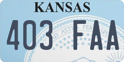 KS license plate 403FAA