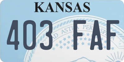 KS license plate 403FAF