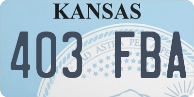 KS license plate 403FBA