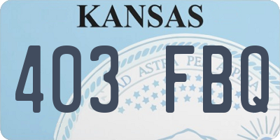 KS license plate 403FBQ
