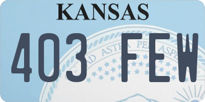 KS license plate 403FEW