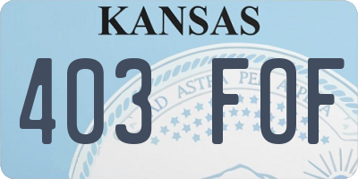 KS license plate 403FOF