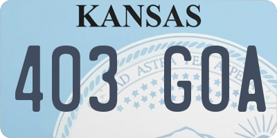 KS license plate 403GOA