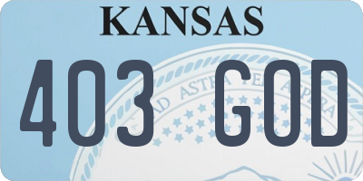 KS license plate 403GOD