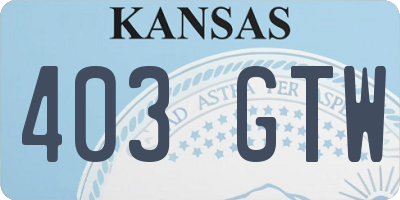 KS license plate 403GTW