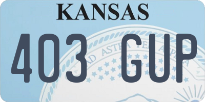 KS license plate 403GUP