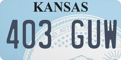 KS license plate 403GUW