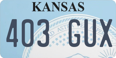 KS license plate 403GUX
