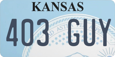KS license plate 403GUY