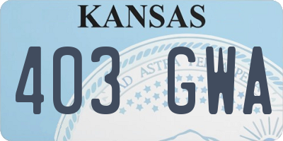 KS license plate 403GWA