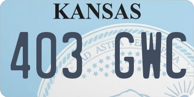 KS license plate 403GWC