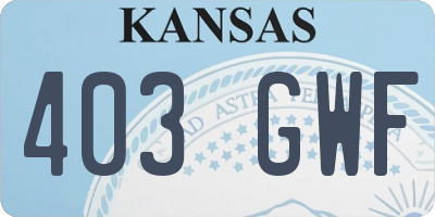 KS license plate 403GWF