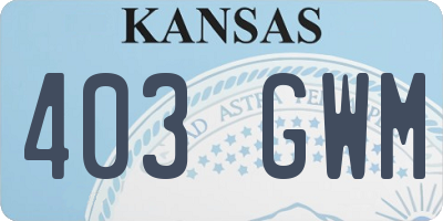 KS license plate 403GWM