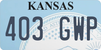 KS license plate 403GWP