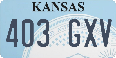 KS license plate 403GXV