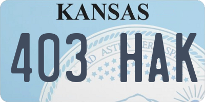 KS license plate 403HAK