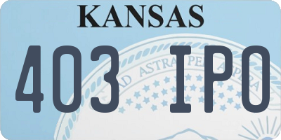 KS license plate 403IPO