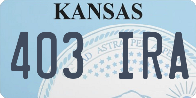 KS license plate 403IRA