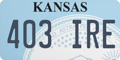 KS license plate 403IRE