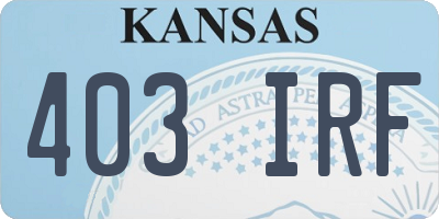 KS license plate 403IRF