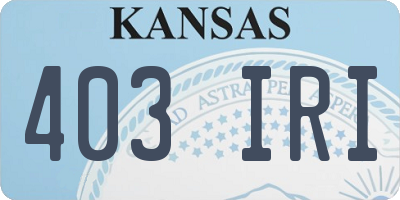 KS license plate 403IRI