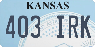 KS license plate 403IRK