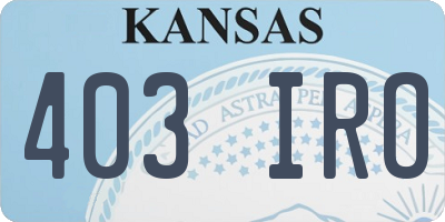 KS license plate 403IRO