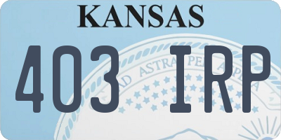 KS license plate 403IRP