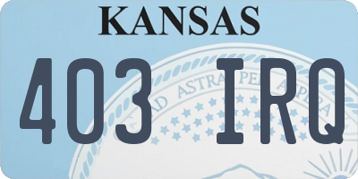KS license plate 403IRQ