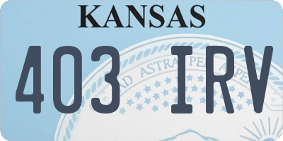 KS license plate 403IRV