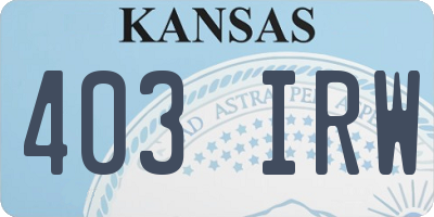 KS license plate 403IRW