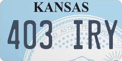 KS license plate 403IRY