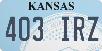 KS license plate 403IRZ