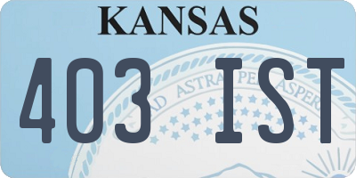 KS license plate 403IST