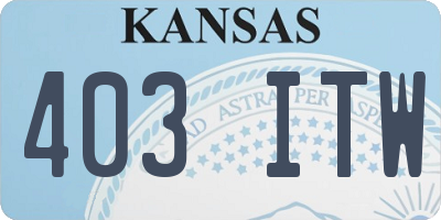 KS license plate 403ITW