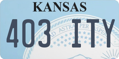KS license plate 403ITY