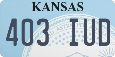 KS license plate 403IUD