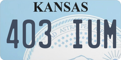 KS license plate 403IUM