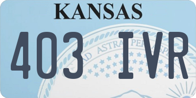 KS license plate 403IVR