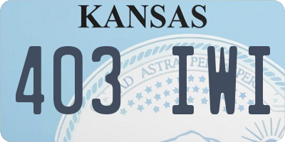 KS license plate 403IWI