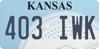 KS license plate 403IWK
