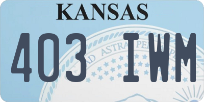 KS license plate 403IWM