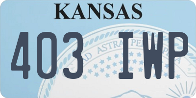 KS license plate 403IWP